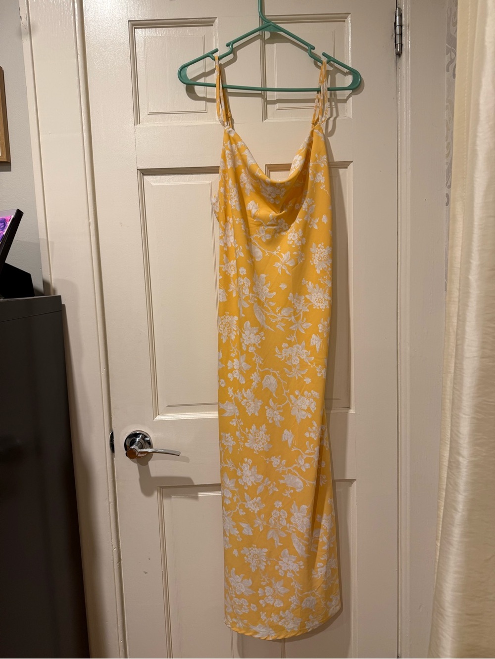 Abercrombie & Fitch Yellow Floral Cowl Slip Dress